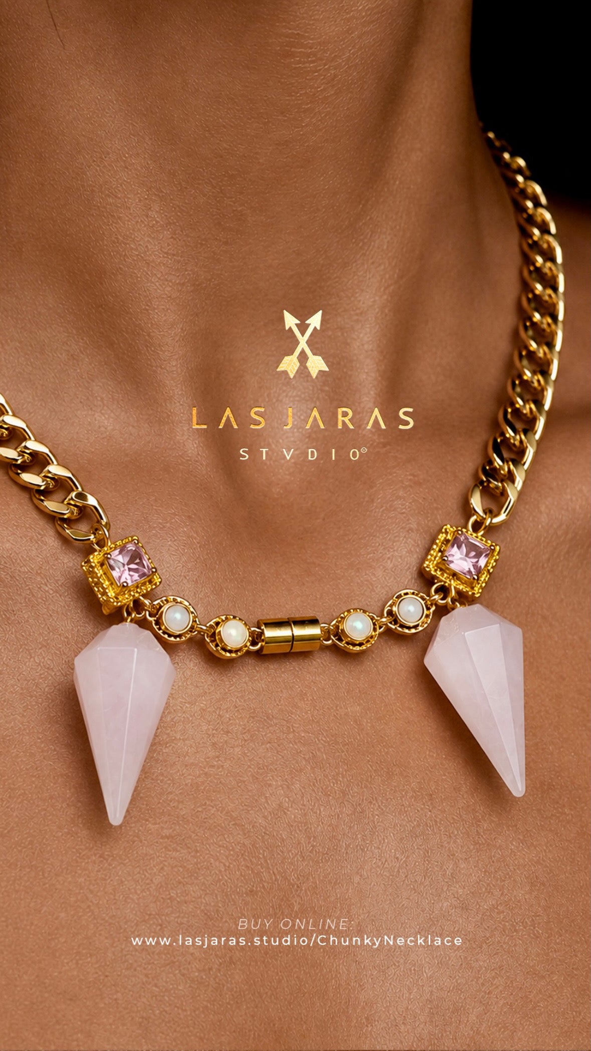 Chunky Necklace 002 Rose Quartz